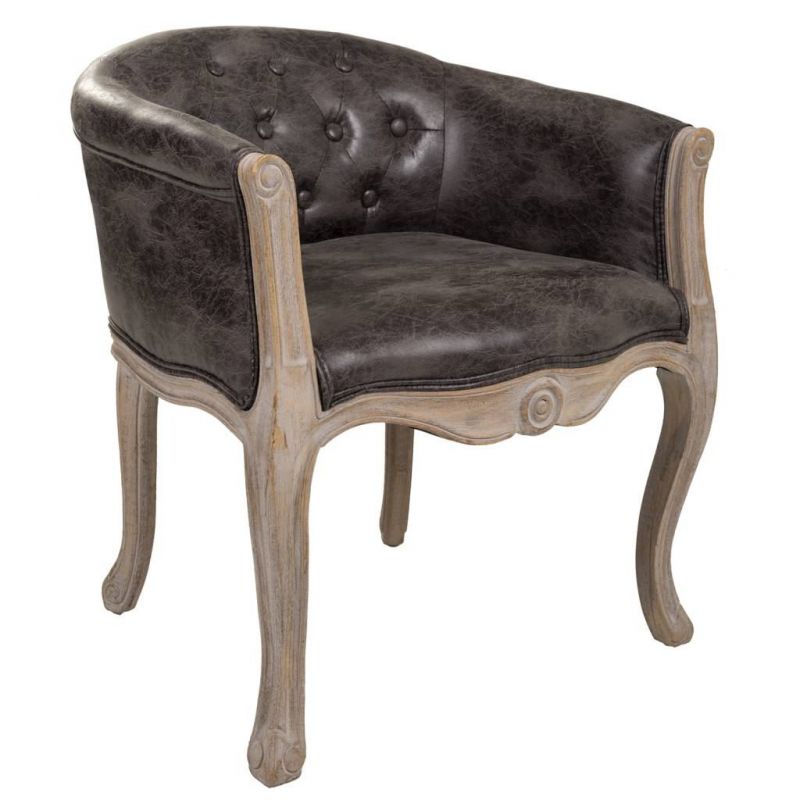 ANTIQUE GREY WOOD CHAIR