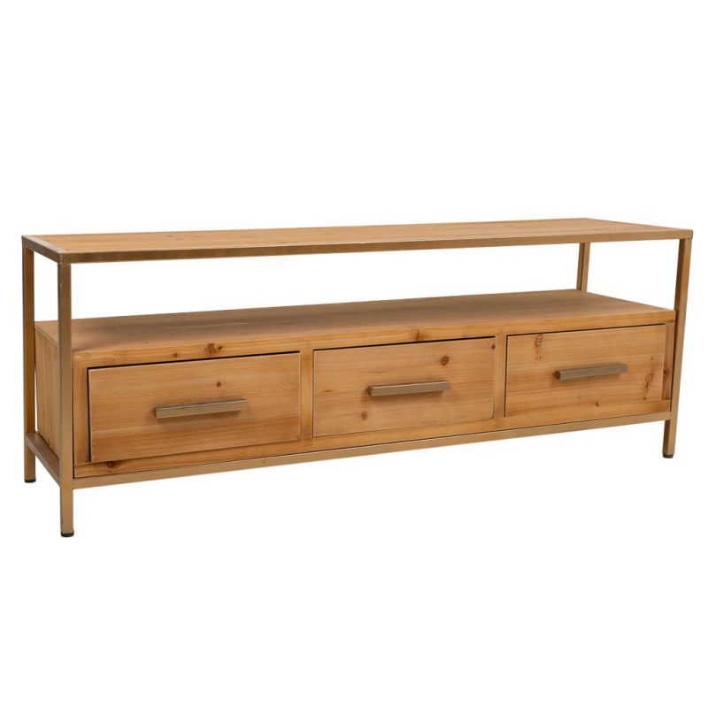 WOOD AND METAL LOW CABINET