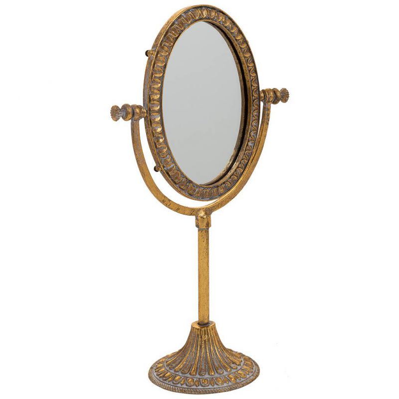 RESIN VANITY MIRROR WITH GOLDEN STAND