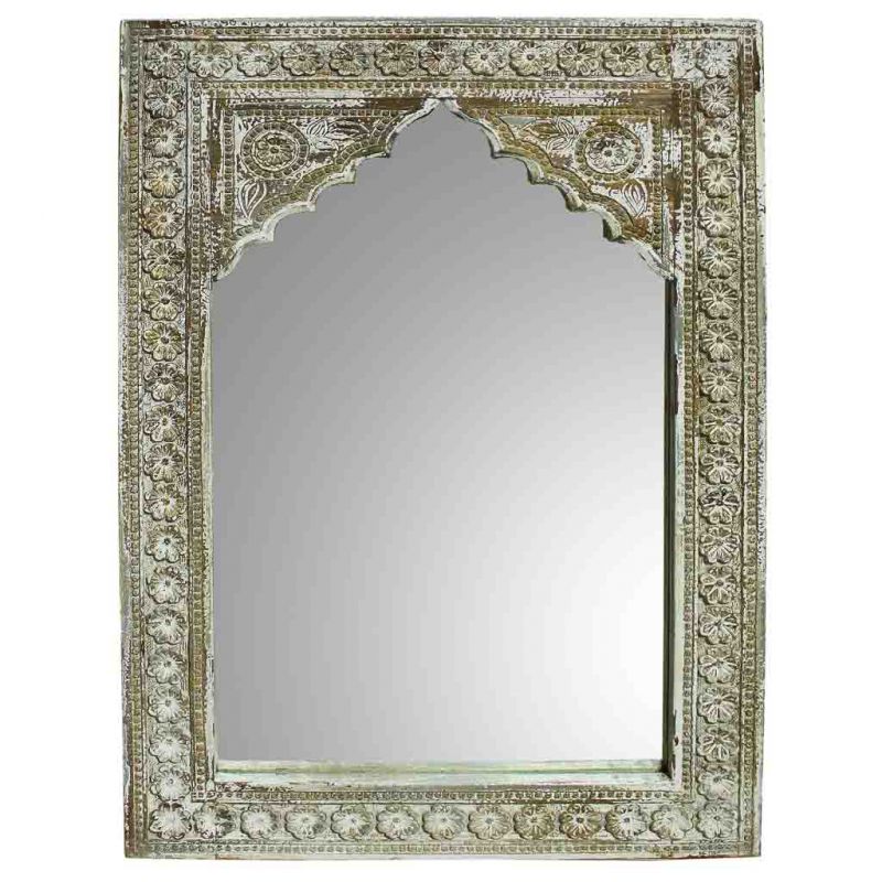 WOODEN MIRROR WITH ANTIQUE BROWN ARTISAN FINISH