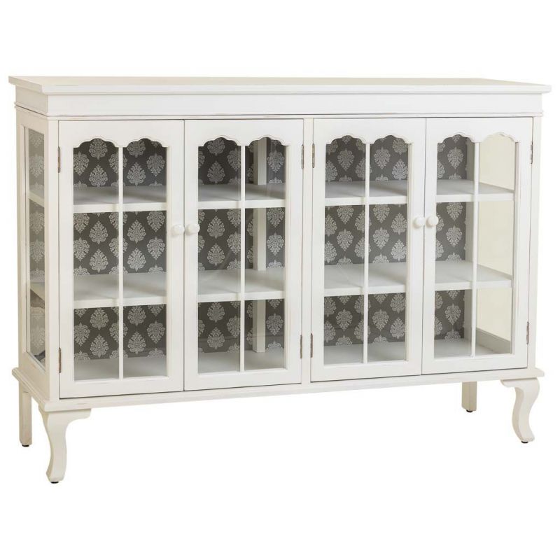 WOOD SIDEBOARD WITH 4 WHITE DOORS