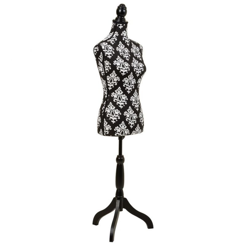 WOODEN AND FOAM MANNEQUIN LINED WITH BLACK FABRIC