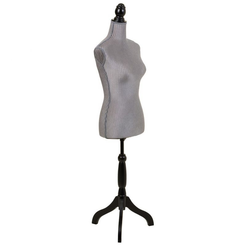 WOODEN AND FOAM MANNEQUIN LINED WITH GRAY FABRIC