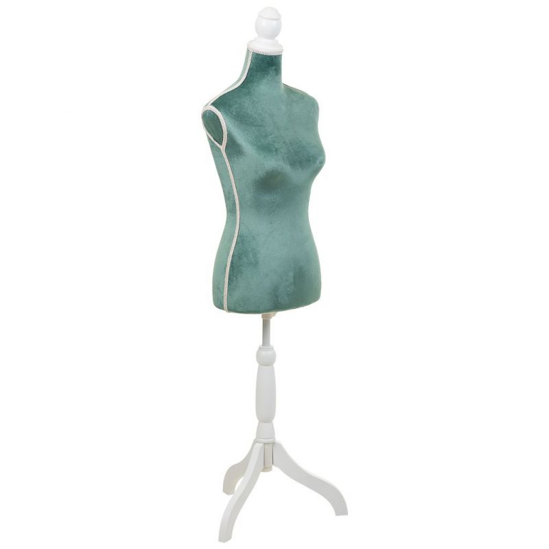 WOODEN AND FOAM MANNEQUIN LINED WITH BLUE FABRIC