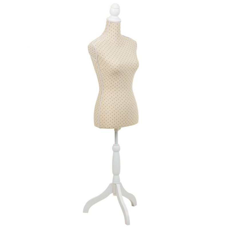 WOODEN AND FOAM MANNEQUIN LINED WITH BROWN FABRIC