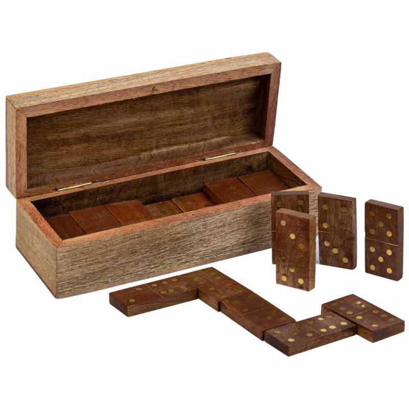 DOMINO IN BROWN WOODEN BOX