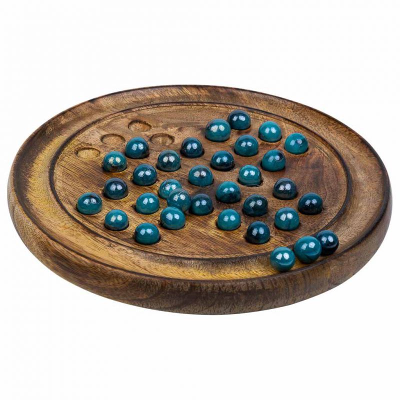 ROUND SOLITAIRE WITH BROWN WOODEN GLASS MARBLES
