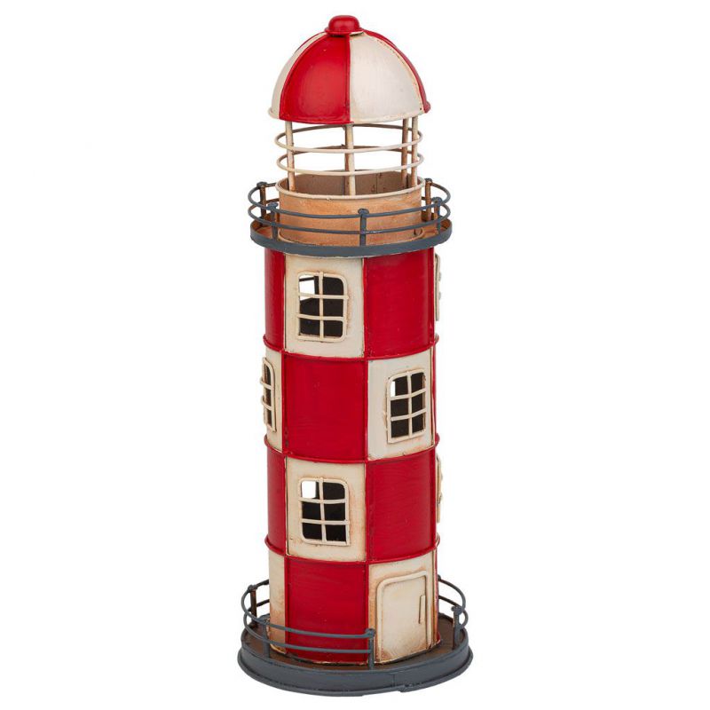 LIGHTHOUSE COIN BANK RED METAL