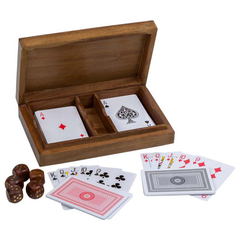 2 IN 1 GAME WITH WOODEN AND BRASS BOX