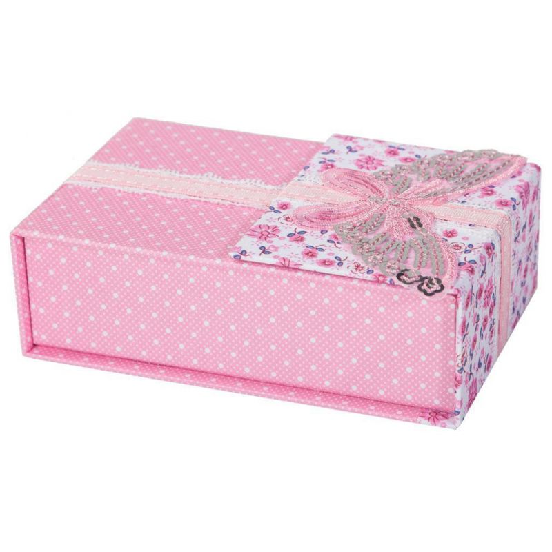 CARDBOARD AND FABRIC SEWING BOX WITH ACCESSORIES