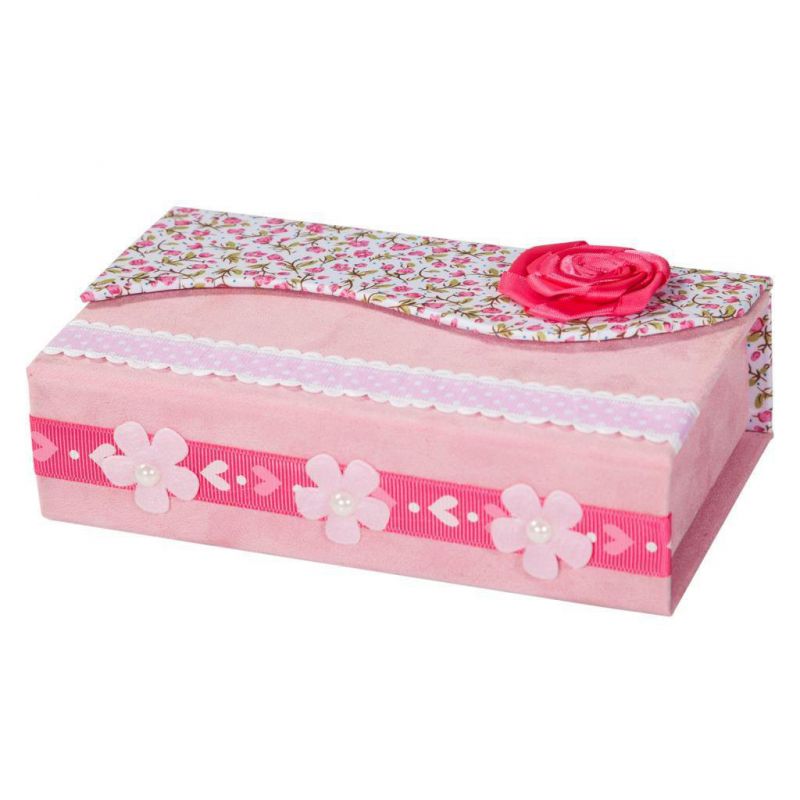 CARDBOARD AND FABRIC SEWING BOX WITH ACCESSORIES