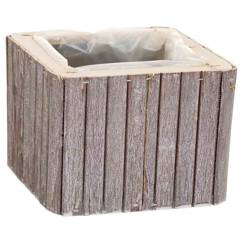 GRAY WOODEN SQUARE BASKET