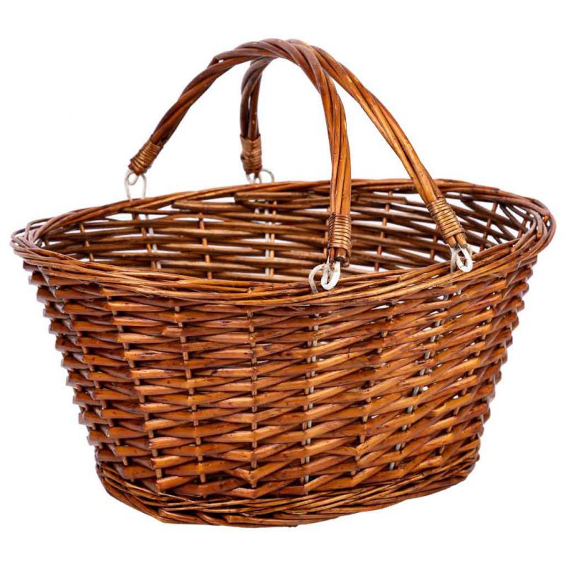 BROWN WILLOW BASKET WITH REMOVE HANDLE