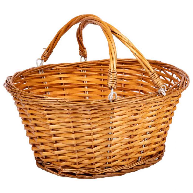 BROWN WILLOW BASKET WITH REMOVE HANDLE