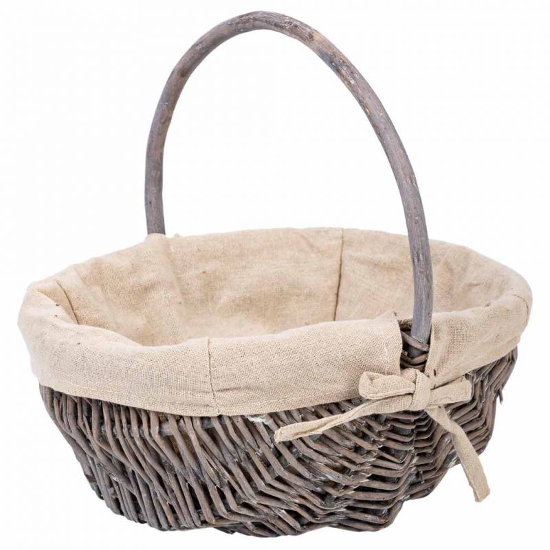 GREY WILLOW BASKET WITH FABRIC