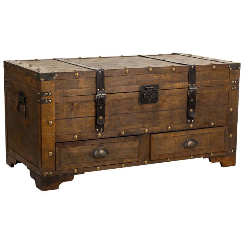 WOODEN TRUNK AND SUITCASE