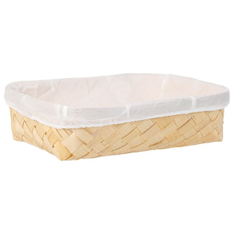 BROWN BAMBOO TRAY WITH LINING WHITE