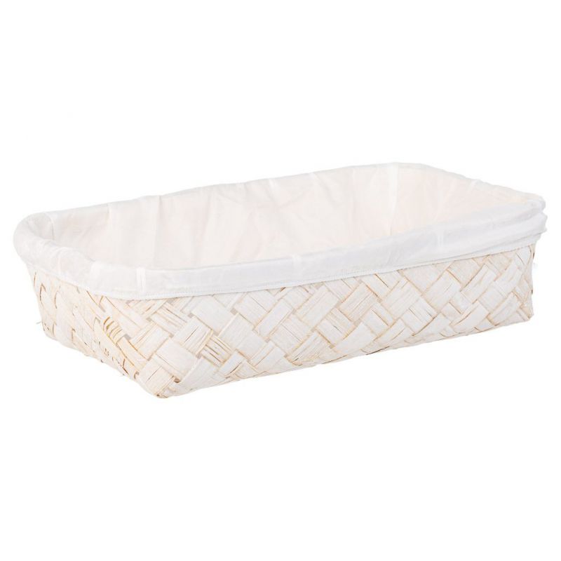 WHITE BAMBOO TRAY WITH LINING WHITE