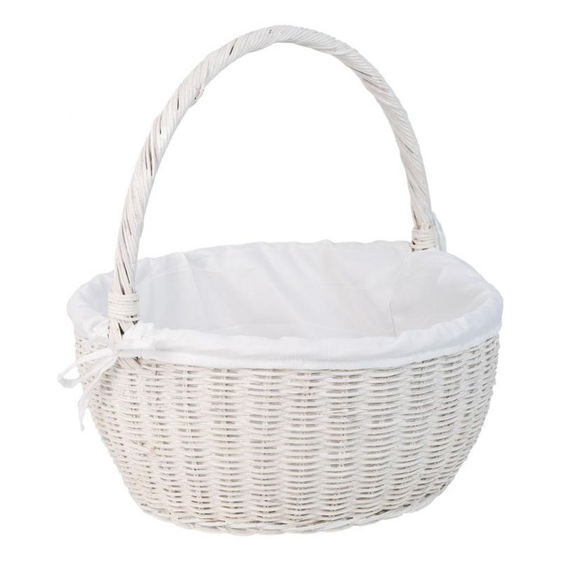 WHITE VEGETABLE MARROW ROUND BASKET WITH LINING