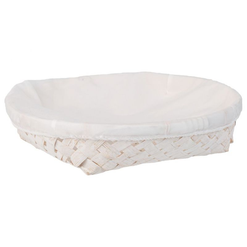 WHITE BAMBOO ROUND BREAD´S TRAY WITH LINING
