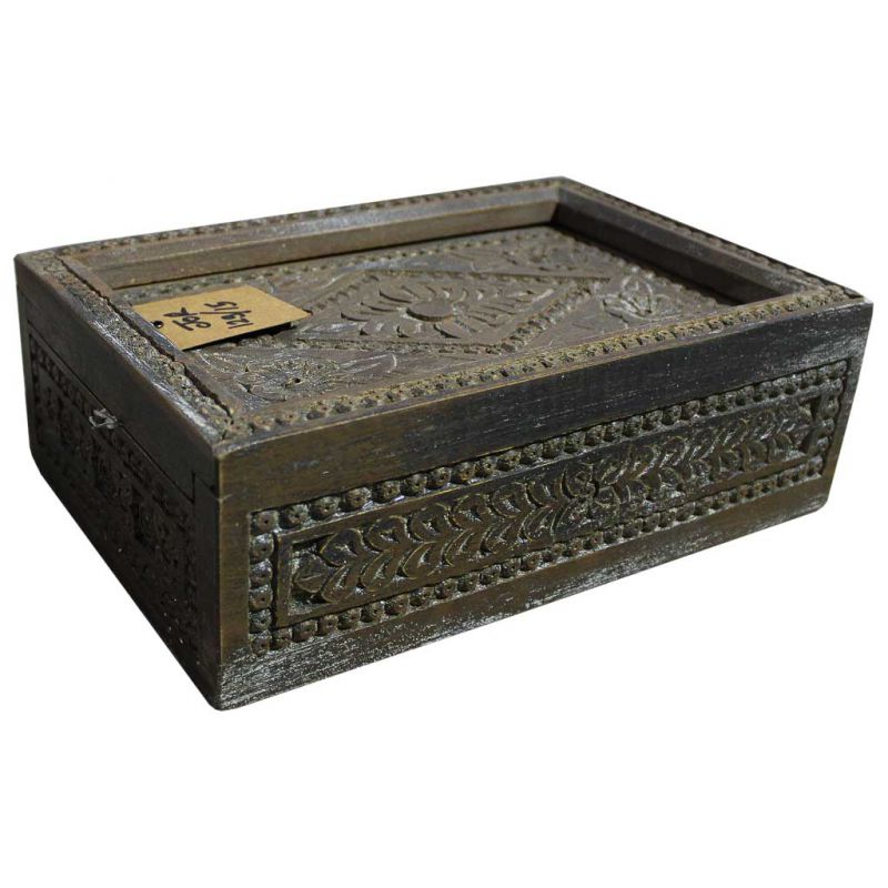 WOODEN BOX WITH ANTIQUE BROWN ARTISAN FINISH