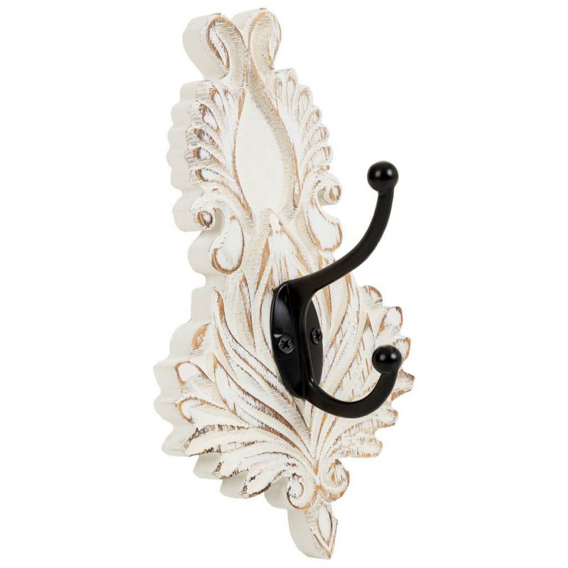 WHITE CARVED WOODEN WALL HANGER