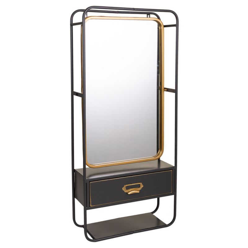METAL WALL MIRROR WITH 1 DRAWER