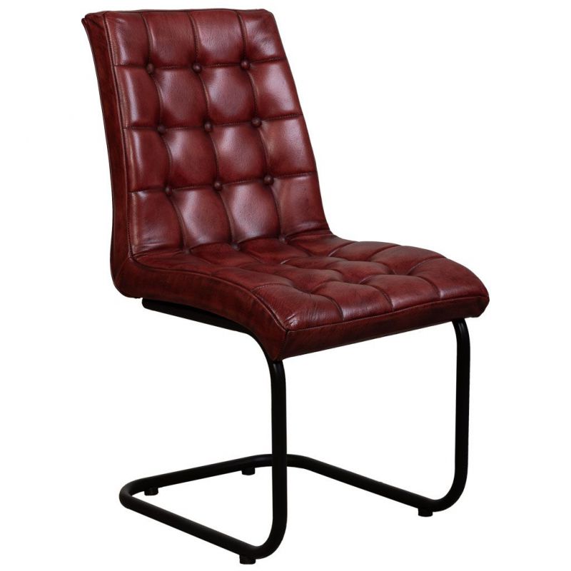 CHAIR UPHOLSTERED IN BROWN LEATHER