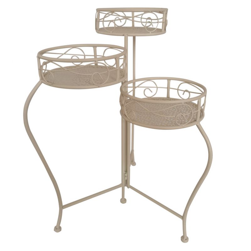 STAND FOR 3 WHITE WROUGHT POTS