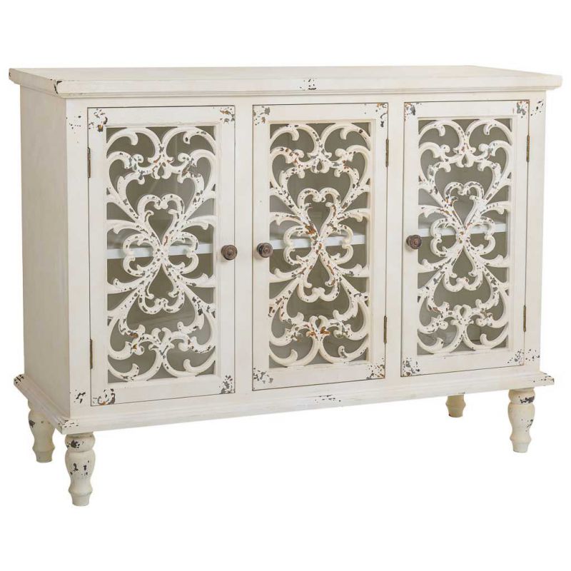 WHITE WOODEN SIDEBOARD WITH 3 DOORS