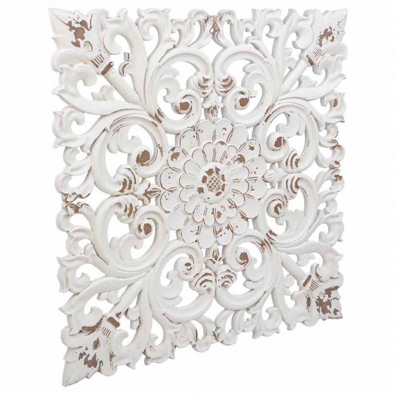 DECORATIVE PANEL OF WHITE CARVED WOOD