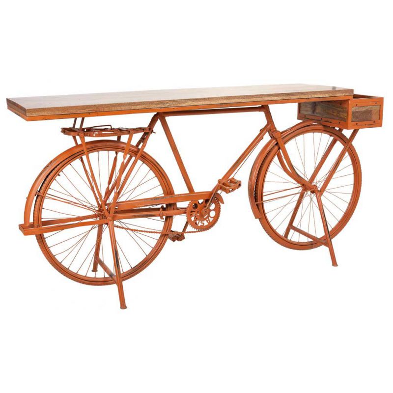 WOOD AND COPPER METAL BICYCLE HALL