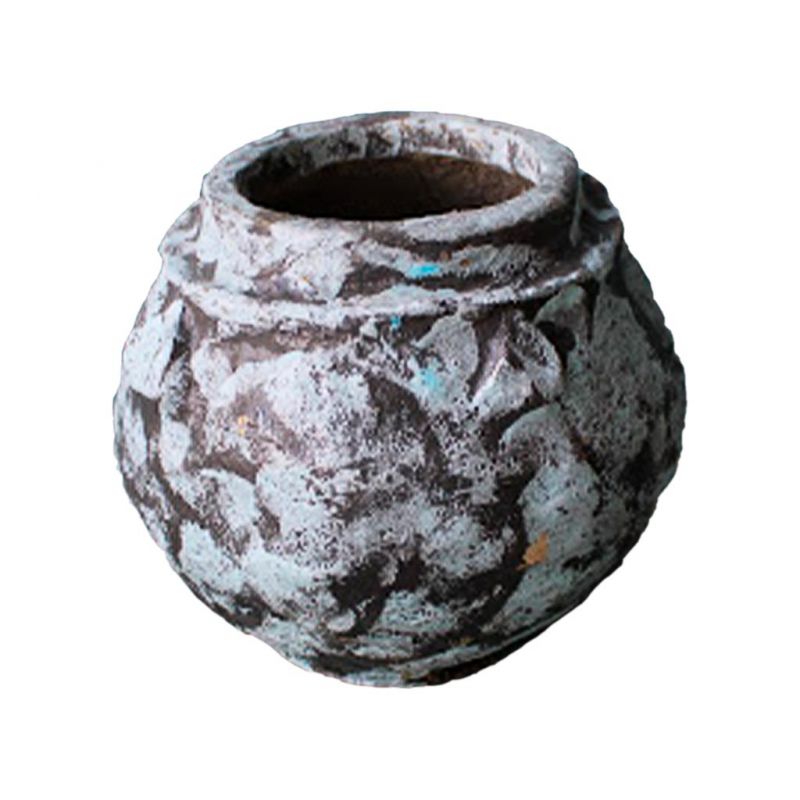 PAPER MACHE VASE WITH ARTISAN AGED GRAY FINISH
