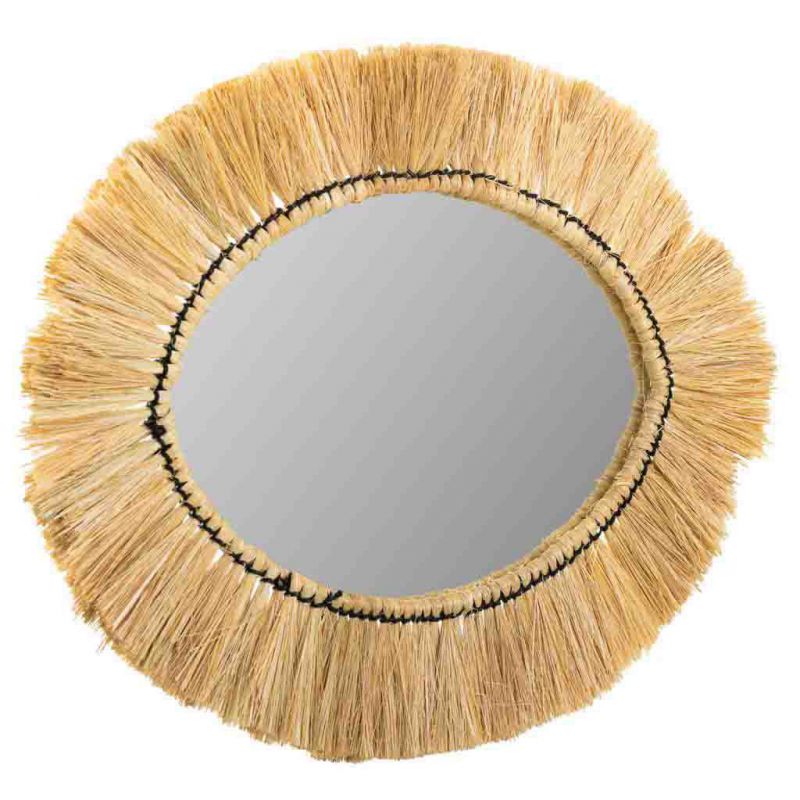 Espejo ovalado de fibra natural
