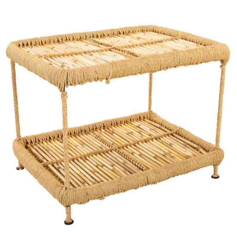 Mesa de centro de bambú y metal