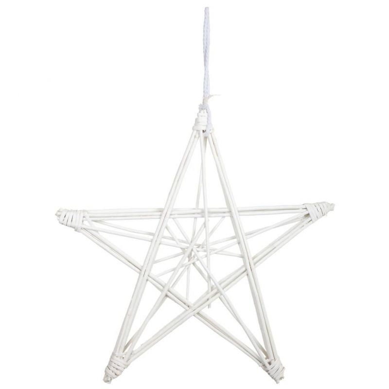 Estrella decoracion de mimbre blanca