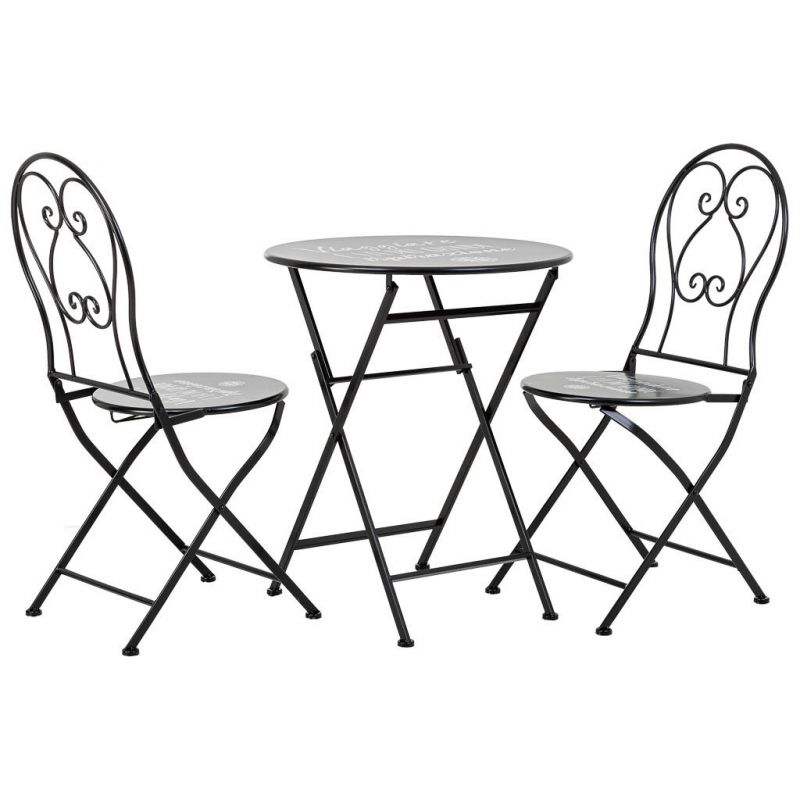 Conjunto mesa y 2 sillas de forja negro