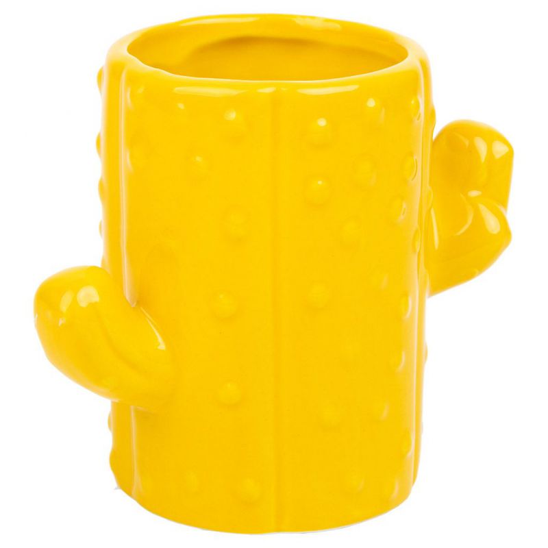 Porta lapices cactus de ceramica amarillo