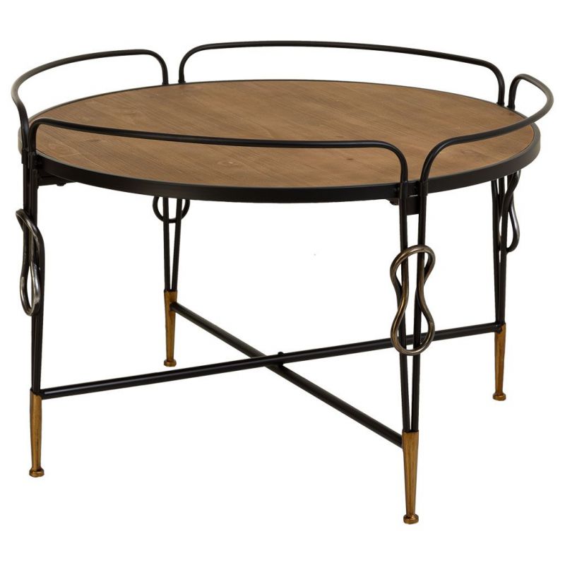 Kit mesa de centro de madera y metal negro