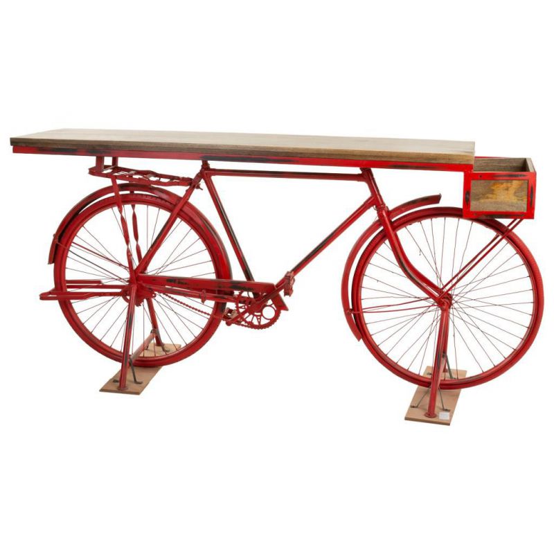 Recibidor bicicleta rojo de madera y metal